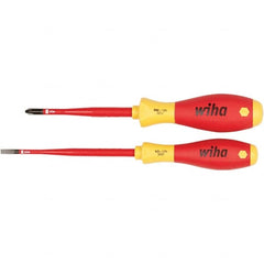 Wiha - 2 Piece Slotted, Phillips & Square Screwdriver Set - Bit Sizes: Philips #2, Comes in Vinyl Pouch - Americas Industrial Supply