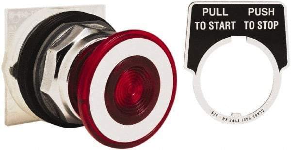 Schneider Electric - 30mm Mount Hole, Extended Straight, Pushbutton Switch Only - Round, Red Pushbutton, Maintained (MA), Weatherproof, Dust and Oil Resistant - Americas Industrial Supply