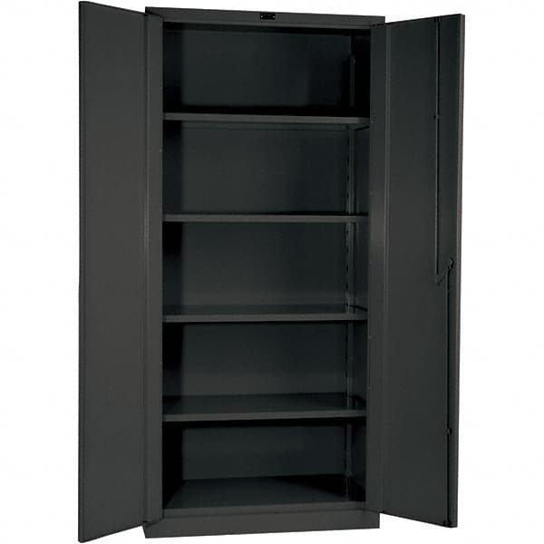 Hallowell - 4 Shelf Locking Storage Cabinet - Steel, 60" Wide x 24" Deep x 78" High, Gray - Americas Industrial Supply