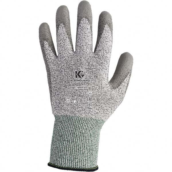 KleenGuard - Size M (8), ANSI Cut Lvl 3, Polyurethane Coated Dyneema/Fiber with Nylon/ Lycra/Glass Cut Resistant Gloves - 10.2" Long, Palm Coated, Dyneema Lining, Gray, Paired - Americas Industrial Supply