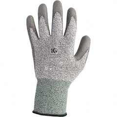 KleenGuard - Size L (9), ANSI Cut Lvl 3, Polyurethane Coated Dyneema/Fiber with Nylon/ Lycra/Glass Cut Resistant Gloves - 9.8" Long, Palm Coated, Dyneema Lining, Gray, Paired - Americas Industrial Supply