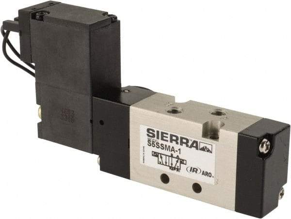 ARO/Ingersoll-Rand - 10-32" Inlet, Solenoid Actuator, Spring Return, 2 Position, Body Ported Solenoid Air Valve - 24 VDC Input, 1/4 CV, 4 Way, 115 psi, 122° Max Temp - Americas Industrial Supply