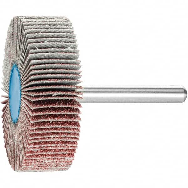 PFERD - 2" Diam x 1/2" Face Width, Aluminum Oxide Coated Mounted Flap Wheel - 1/4" Shank Mount, 60 Grit, 23,000 Max RPM - Americas Industrial Supply