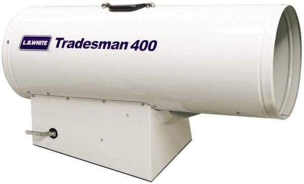 LB White - 250,000 to 400,000 BTU Rating, Propane Forced Air Heater with Thermostat - 9,000 Sq Ft Max Heating Area, 2 to 100 Lb Cylinders Capacity, Fuel with Propane - Americas Industrial Supply