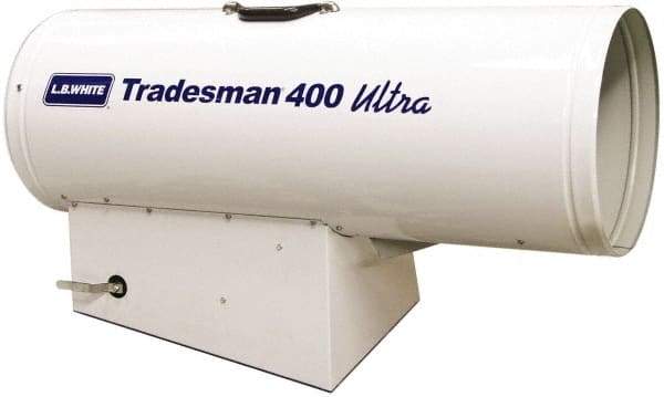 LB White - 250,000 to 400,000 BTU Rating, Propane Forced Air Heater with Thermostat - 9,000 Sq Ft Max Heating Area, 2 to 100 Lb Cylinders Capacity, Fuel with Propane - Americas Industrial Supply