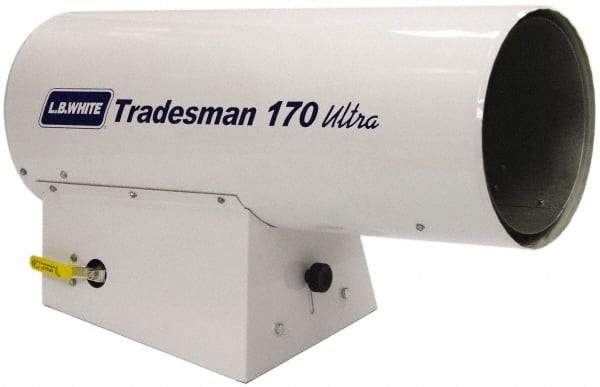 LB White - 125,000 to 170,000 BTU Rating, Propane Forced Air Heater with Thermostat - 4,000 Sq Ft Max Heating Area, 100 Lb Capacity, Fuel with Propane - Americas Industrial Supply