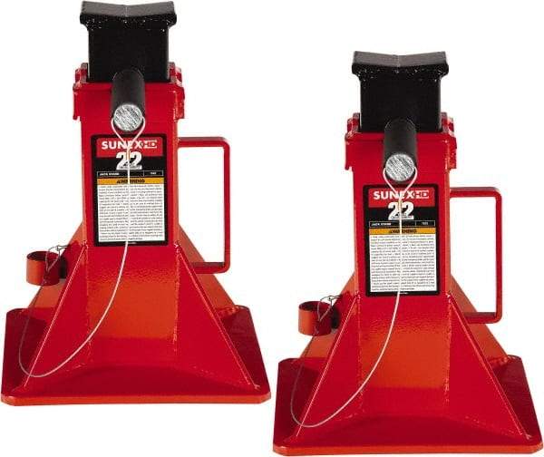 Sunex Tools - 22 Ton Load Capacity Ratcheting Jack Stand - 11-13/16 to 19-3/4" High, 10" Base Width, 2-5/16" Saddle Length x 3-1/2" Saddle Width - Americas Industrial Supply
