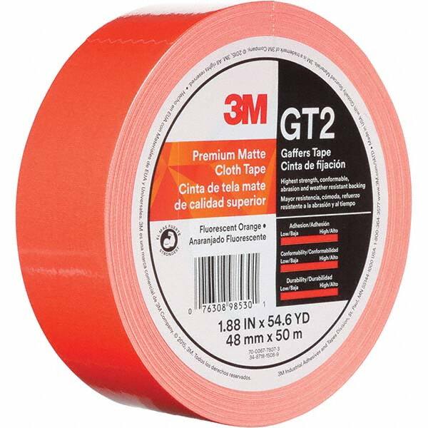 3M - 50m x 48mm x 11 mil Fluorescent Orange Cotton Cloth Gaffers Tape - Americas Industrial Supply