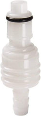 Parker - 1/4" Nominal Flow, 3/8" ID, Hose Barb Valved Inline Coupling Insert - 120 Max psi, -40 to 180°F, Acetal Copolymer Coupling, Nitrile O-Ring - Americas Industrial Supply