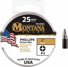 Montana - #2 Phillips Screwdriver Bit - 1/4" Hex Drive, 1" OAL - Americas Industrial Supply