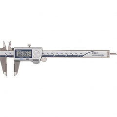 Mitutoyo - 0 to 6" Range 0.01mm Resolution, Electronic Caliper - Steel with 40mm Carbide-Tipped Jaws, 0.001" Accuracy - Americas Industrial Supply