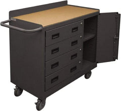Durham - 1,200 Lb Capacity, 18" Wide x 36" Long x 39-3/4" High Mobile Cart - 1 Door, 4 Drawer, 1 Shelf, Steel, 2 Rigid/2 Swivel Casters - Americas Industrial Supply