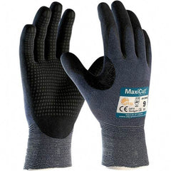 ATG - Size M, ANSI Cut Lvl A3, Puncture Lvl 2, Abrasion Lvl 4, Nitrile Coated Engineered Yarn Cut Resistant Gloves - Palm & Fingers Coated, Knit Wrist, Blue, Paired - Americas Industrial Supply