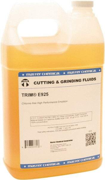 Master Fluid Solutions - Trim E925, 1 Gal Bottle Emulsion Fluid - Water Soluble, For Cutting, Drilling, Sawing, Grinding - Americas Industrial Supply