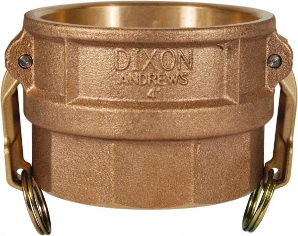 Dixon Valve & Coupling - 4" Brass Cam & Groove Suction & Discharge Hose Female Coupler Female NPT Thread - Part D, 4" Thread, 100 Max psi - Americas Industrial Supply