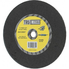 Tru-Maxx - 3" 36 Grit Aluminum Oxide Cutoff Wheel - 1/16" Thick, 1/4" Arbor, Use with Die Grinders - Americas Industrial Supply