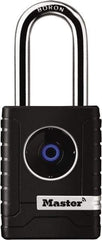 Master Lock - 2" Shackle Clearance, Blue Tooth Padlock - 11/32" Shackle Diam, Die Cast Body with Boron-Carbide Shackle - Americas Industrial Supply