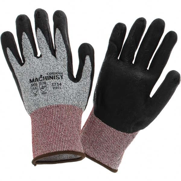 Cordova - Size L (9), ANSI Cut Lvl A4, ANSI Puncture Lvl 4, ANSI Abrasion Lvl 3, Foam Nitrile Coated Cut & Puncture Resistant Gloves - Americas Industrial Supply