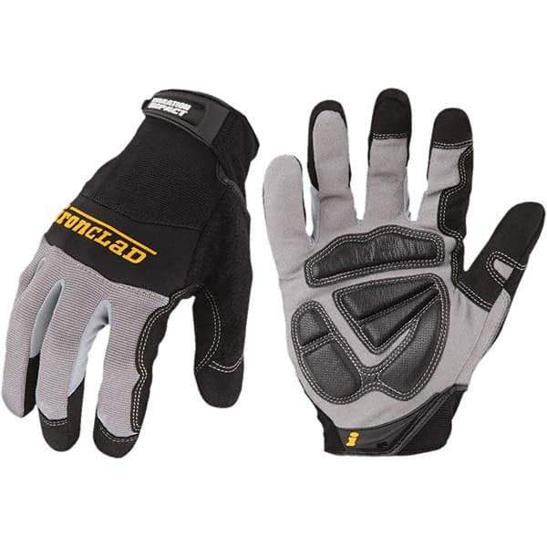 ironCLAD - Size L (9) Synthetic Leather Work Gloves - For Mechanic's & Lifting, Uncoated, Hook & Loop Cuff, Full Fingered, Black, Paired - Americas Industrial Supply