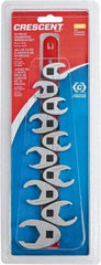 Crescent - 10 Piece, 9mm to 19mm, Crowfoot Wrench Set - Metric Measurement Standard, Full Polish Chrome Finish - Americas Industrial Supply