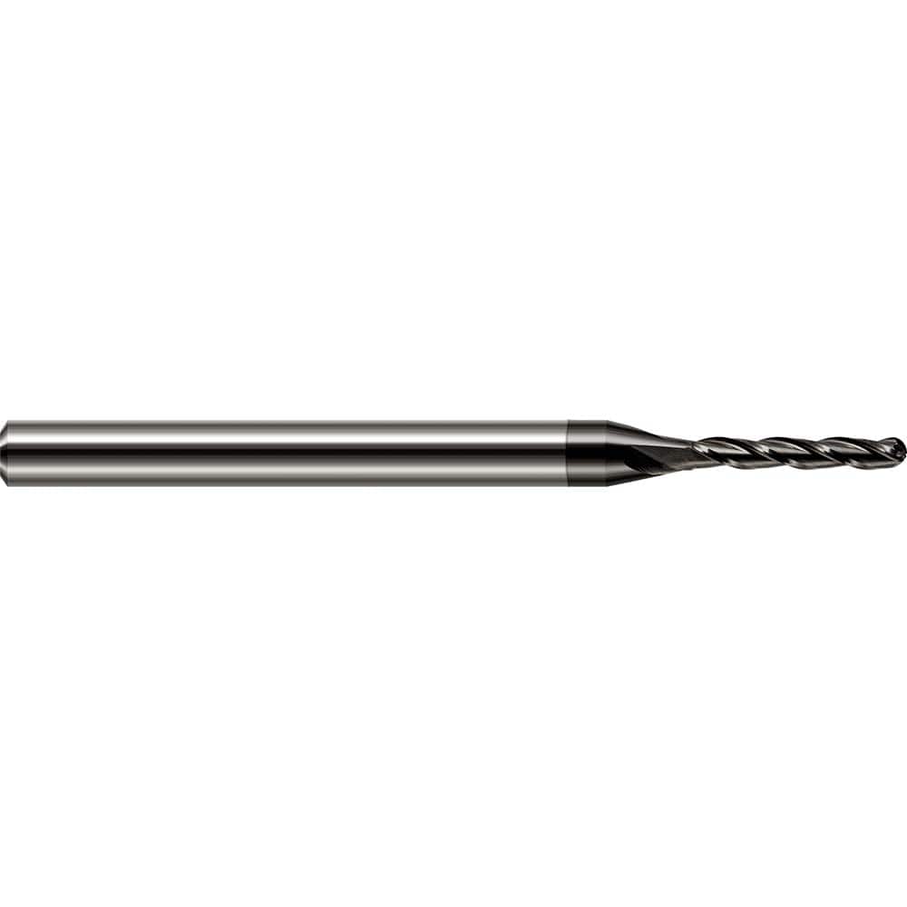 Ball End Mill: 0.06″ Dia, 3 Flute, Solid Carbide 2-1/2″ OAL, 1/8″ Shank Dia, 30 ° Helix, Amorphous Diamond Coated