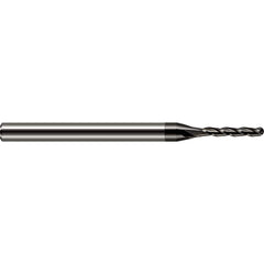Ball End Mill: 0.118″ Dia, 3 Flute, Solid Carbide 2-1/2″ OAL, 1/8″ Shank Dia, 30 ° Helix, Amorphous Diamond Coated