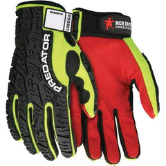 MCR Safety - Size XL Synthetic Blend Work Gloves - For General Purpose, Uncoated, Adjustable Closure Cuff, Full Fingered, Black/Hi-Vis Lime, Paired - Americas Industrial Supply