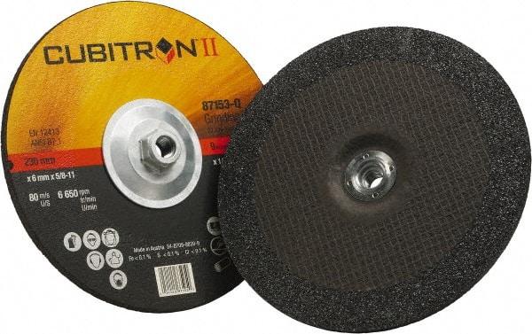 3M - 36 Grit, 9" Wheel Diam, 1/4" Wheel Thickness, Type 27 Depressed Center Wheel - Coarse Grade, Ceramic, Resinoid Bond, Q Hardness, 6,650 Max RPM, Compatible with Angle Grinder - Americas Industrial Supply