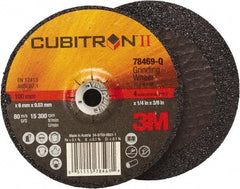 3M - 36 Grit, 4" Wheel Diam, 1/4" Wheel Thickness, 3/8" Arbor Hole, Type 27 Depressed Center Wheel - Coarse Grade, Ceramic, Resinoid Bond, Q Hardness, 15,000 Max RPM, Compatible with Angle Grinder - Americas Industrial Supply