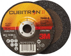 3M - 36 Grit, 4" Wheel Diam, 1/4" Wheel Thickness, 5/8" Arbor Hole, Type 27 Depressed Center Wheel - Coarse Grade, Ceramic, Resinoid Bond, Q Hardness, 15,000 Max RPM, Compatible with Angle Grinder - Americas Industrial Supply