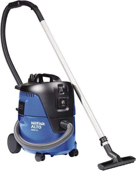 Nilfisk - 5 Gal Plastic Tank, Electric Powered Wet/Dry Vacuum - 1.34 Peak hp, 120 Volt, 8.3 Amps, 11-1/2' Hose Fitting, Washable Wet/Dry, Accessories Included - Americas Industrial Supply