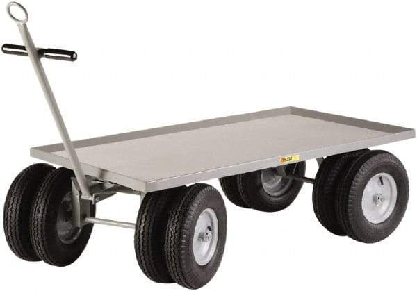 Little Giant - 3,000 Lb Capacity Steel 8 Wheeler Wagon Truck - Steel Deck, 30" OAW, 60" Platform Length x 18-1/4" Platform Height, Pneumatic Casters - Americas Industrial Supply