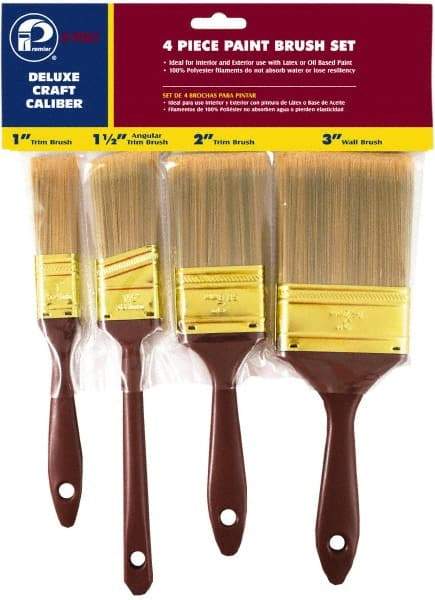 Premier Paint Roller - 1, 1-1/2, 2 & 3" Flat Polyester General Purpose Paint Brush Set - 2, 2-1/4, 2-3/4 & 2-7/8" Bristle Length, 4, 5, 6 & 6-1/2" Plastic Beavertail Handle - Americas Industrial Supply