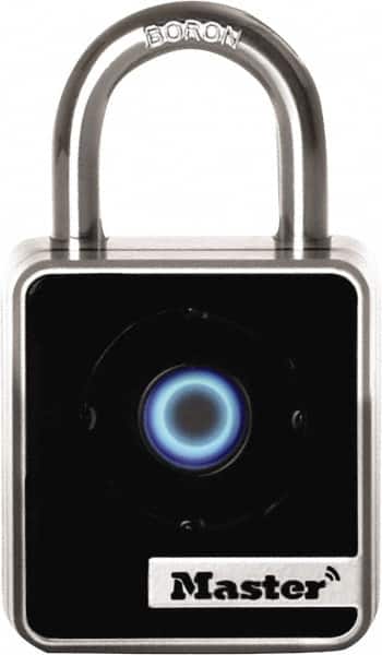 Master Lock - 7/8" Shackle Clearance, Blue Tooth Padlock - 9/32" Shackle Diam, Die Cast Body with Boron-Carbide Shackle - Americas Industrial Supply