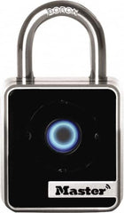 Master Lock - 7/8" Shackle Clearance, Blue Tooth Padlock - 9/32" Shackle Diam, Die Cast Body with Boron-Carbide Shackle - Americas Industrial Supply