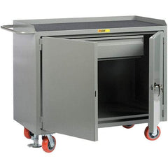 Little Giant - 3,600 Lb Capacity, 1 Drawer, 2 Door Mobile Service Bench - 41" Wide x 24" Deep x 43" High, Steel, Gray - Americas Industrial Supply