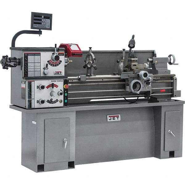 Jet - 13" Swing, 43" Between Centers, 230 Volt, Single Phase Bench Lathe - 2 hp, 70 to 2,000 RPM, 1-3/8" Bore Diam, 28-1/2" Deep x 30" High x 79" Long - Americas Industrial Supply