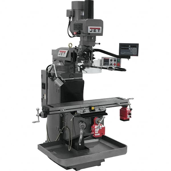 Jet - 9" Table Width x 49" Table Length, Electronic Variable Speed Control, 3 Phase Knee Milling Machine - 3 hp - Americas Industrial Supply