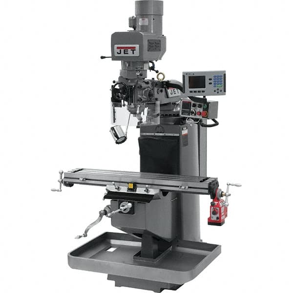 Jet - 9" Table Width x 49" Table Length, Electronic Variable Speed Control, 3 Phase Knee Milling Machine - 3 hp - Americas Industrial Supply