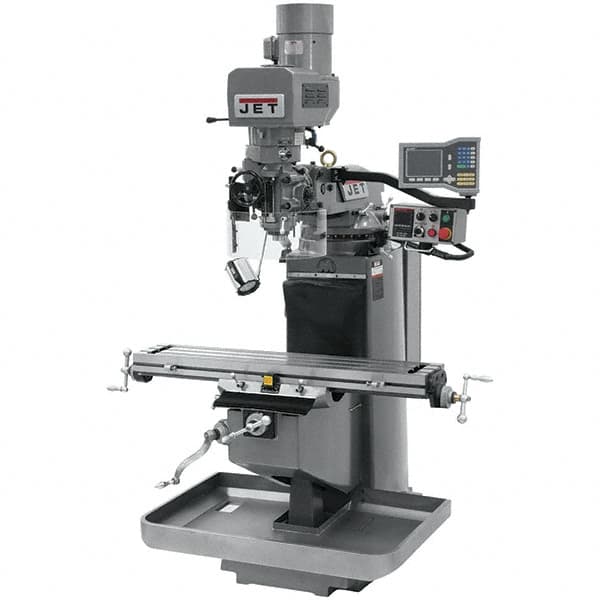 Jet - 9" Table Width x 49" Table Length, Electronic Variable Speed Control, 3 Phase Knee Milling Machine - 3 hp - Americas Industrial Supply