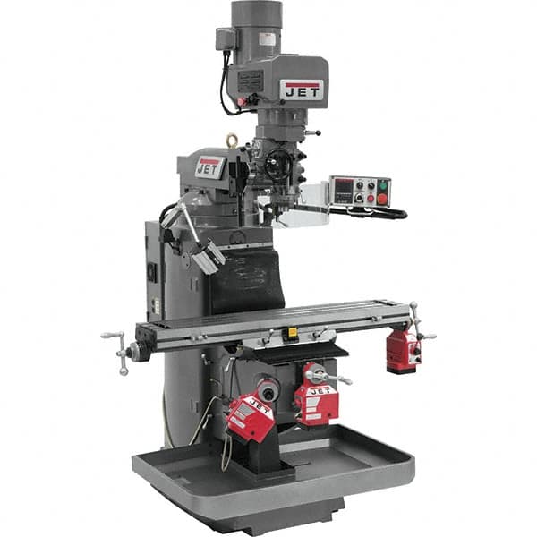 Jet - 9" Table Width x 49" Table Length, Electronic Variable Speed Control, 3 Phase Knee Milling Machine - 3 hp - Americas Industrial Supply