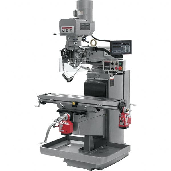 Jet - 10" Table Width x 50" Table Length, Electronic Variable Speed Control, 3 Phase Knee Milling Machine - 3 hp - Americas Industrial Supply