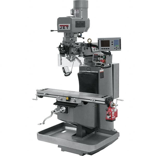 Jet - 9" Table Width x 49" Table Length, Electronic Variable Speed Control, 3 Phase Knee Milling Machine - 3 hp - Americas Industrial Supply