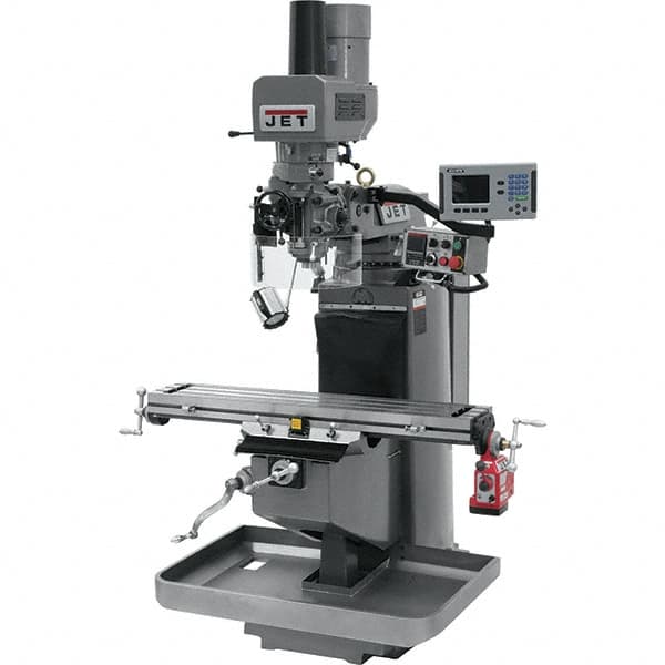 Jet - 9" Table Width x 49" Table Length, Electronic Variable Speed Control, 3 Phase Knee Milling Machine - 3 hp - Americas Industrial Supply