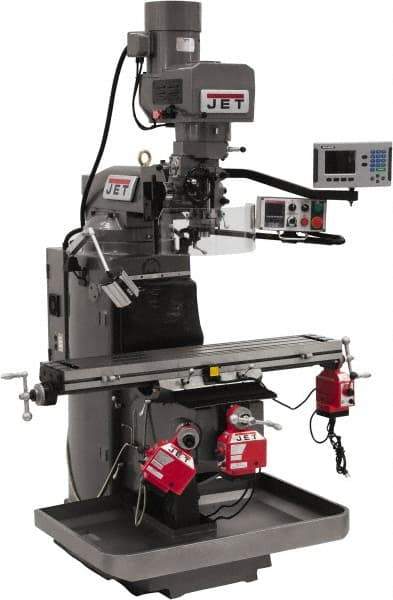 Jet - 9" Table Width x 49" Table Length, Electronic Variable Speed Control, 3 Phase Knee Milling Machine - 3 hp - Americas Industrial Supply