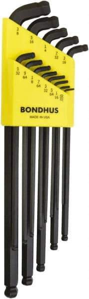 Bondhus - 13 Piece L-Key Ball End Hex Key Set - Hex Range 0.05 to 3/8", Protanium High Torque Steel - Americas Industrial Supply