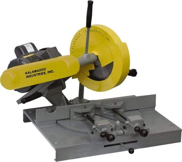 Kalamazoo - 10" Blade Diam, 5/8" Arbor Hole, Miter Chop & Cutoff Saw - 3,450 RPM, 3 hp, 220/440 Volts, 1 or 3 Phase - Americas Industrial Supply