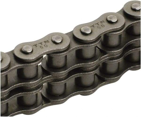 Tritan - 1/4" Pitch, ANSI 25-2, Double Strand Roller Chain - Chain No. 25-2, 1,574 Lb. Capacity, 100 Ft. Long, 0.13" Roller Diam, 1/8" Roller Width - Americas Industrial Supply