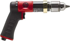 Chicago Pneumatic - 1/2" Reversible Keyed Chuck - Pistol Grip Handle, 840 RPM, 0.5 hp, 90 psi - Americas Industrial Supply