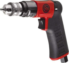 Chicago Pneumatic - 1/4" Reversible Keyed Chuck - Pistol Grip Handle, 2,800 RPM, 0.3 hp, 90 psi - Americas Industrial Supply